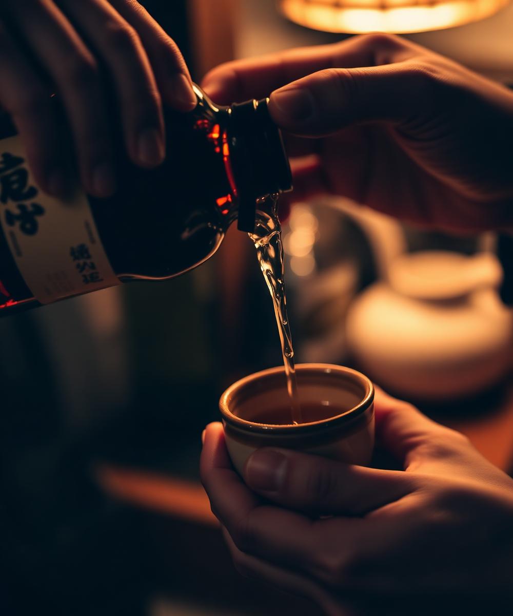Warm sake being poured