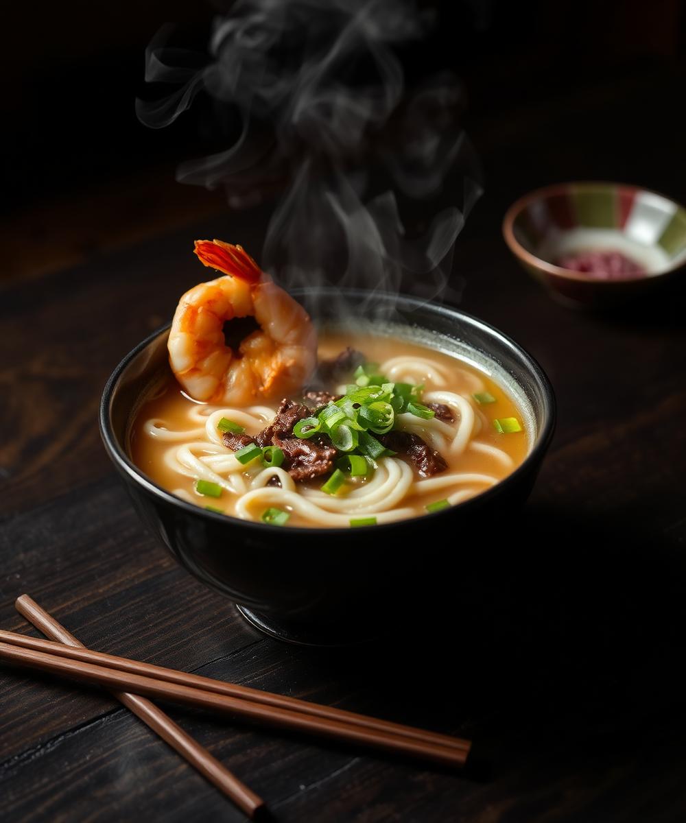 Steaming udon bowl
